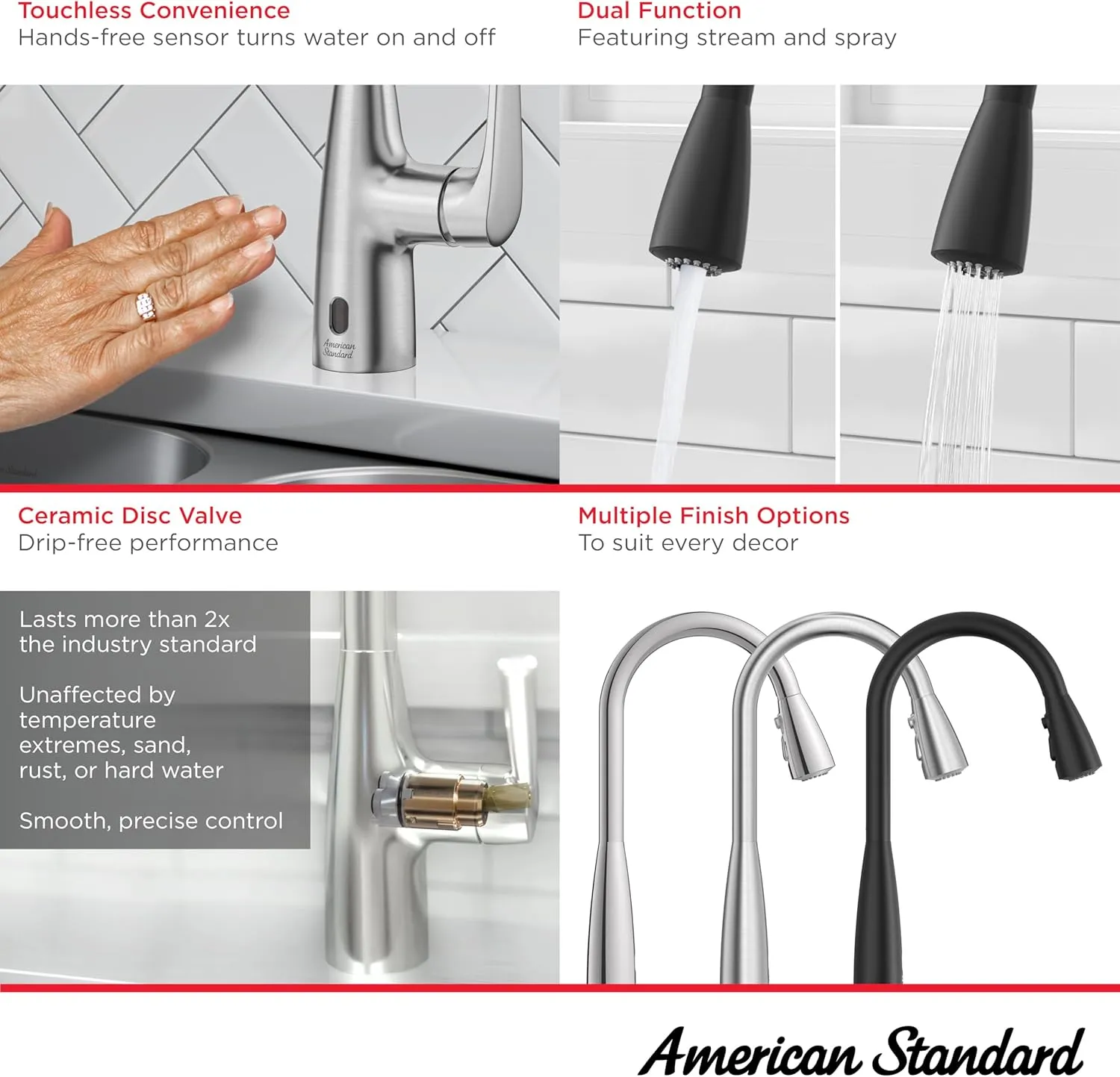American Standard 7077380.075 Colony Pro Touchless Pull-Down Kitchen Faucet with sprayer Stainless Steel