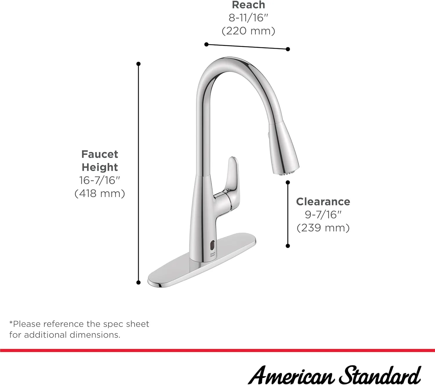 American Standard 7077380.075 Colony Pro Touchless Pull-Down Kitchen Faucet with sprayer Stainless Steel