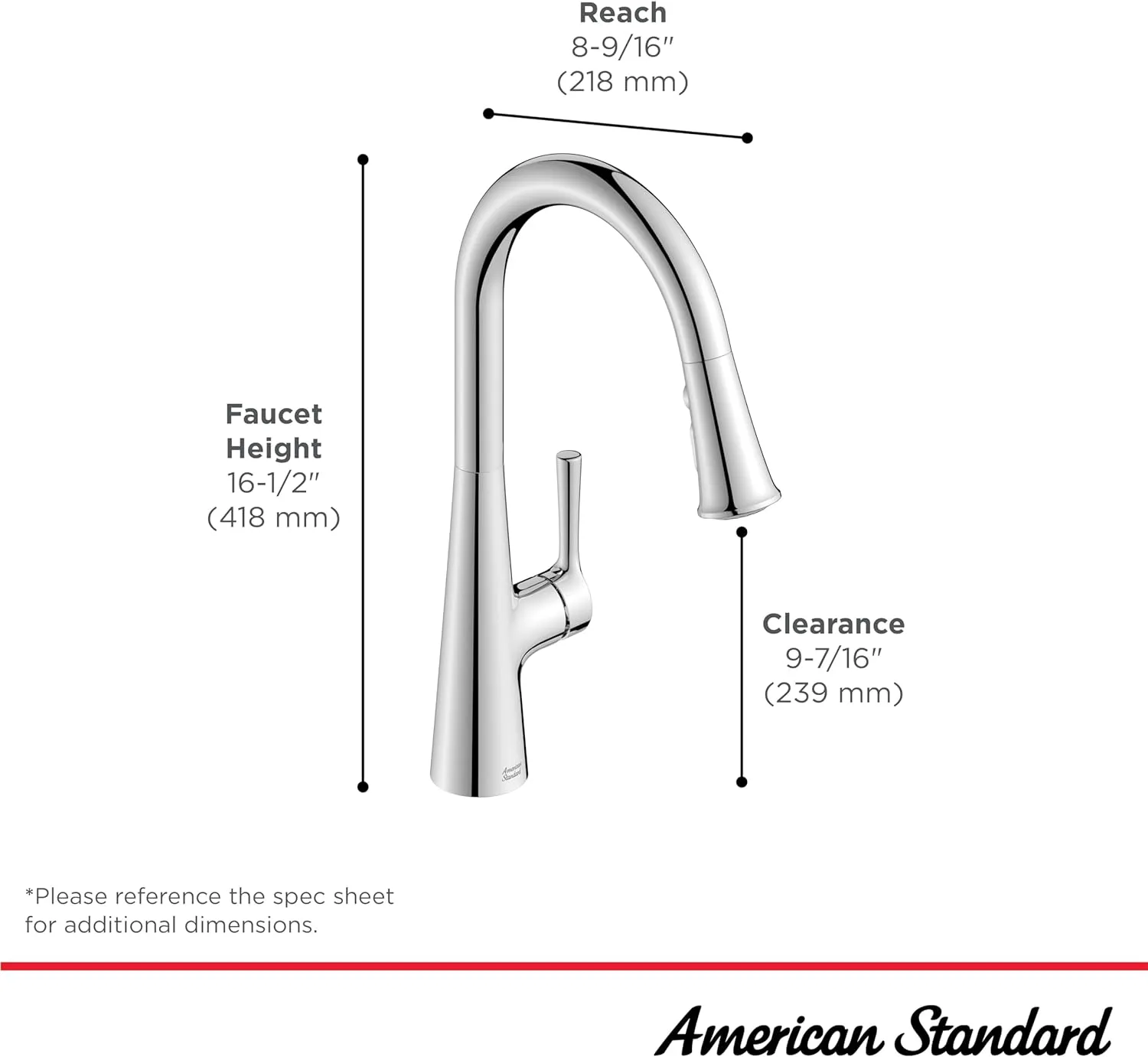 American Standard 7441300.002 Southport Pull-Down Kitchen Faucet with Sprayer, 1.8 GPM, Chrome