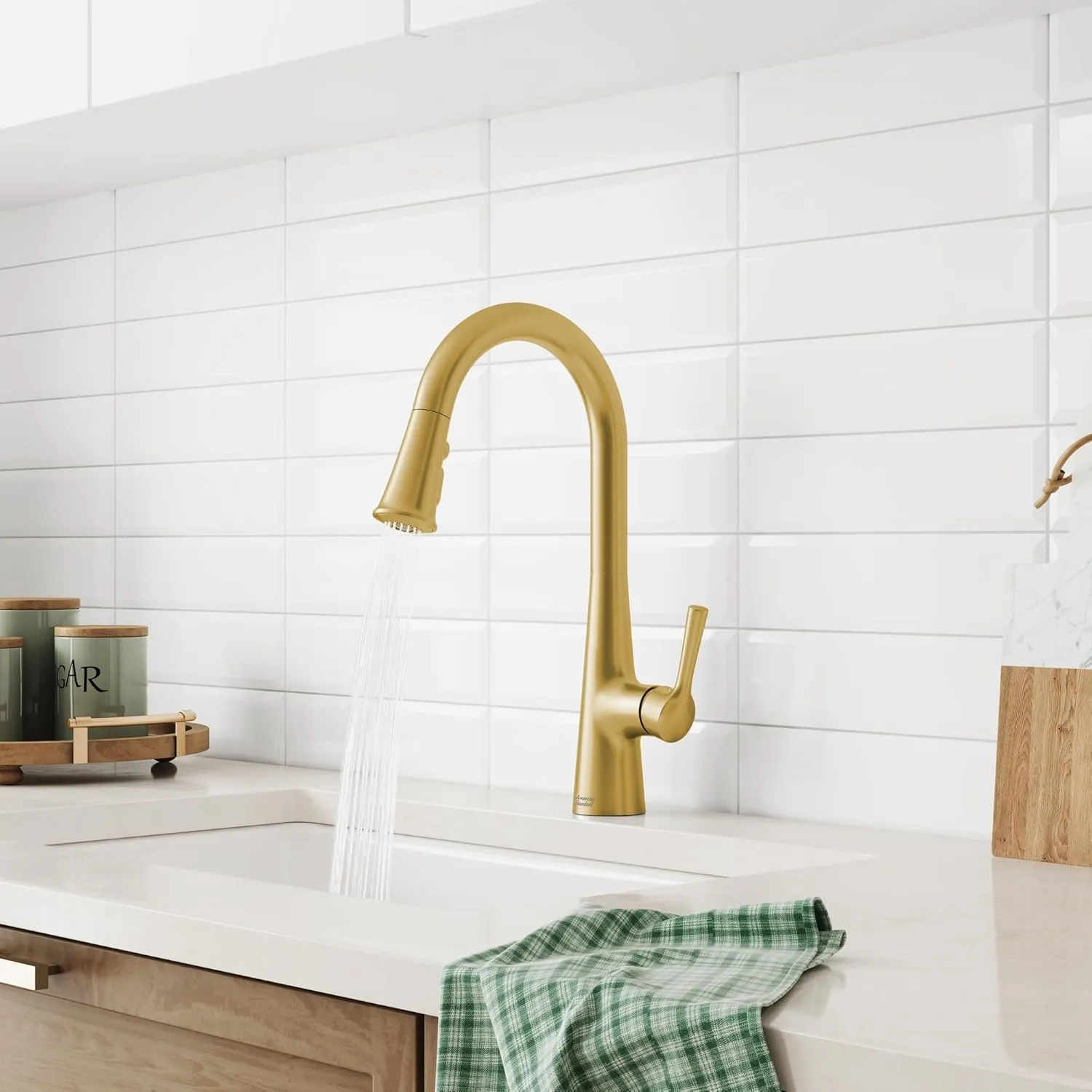American Standard 7441300.GN0 Southport Pull-Down Kitchen Faucet with Sprayer, 1.8 GPM, Brushed Cool Sunrise (Gold)