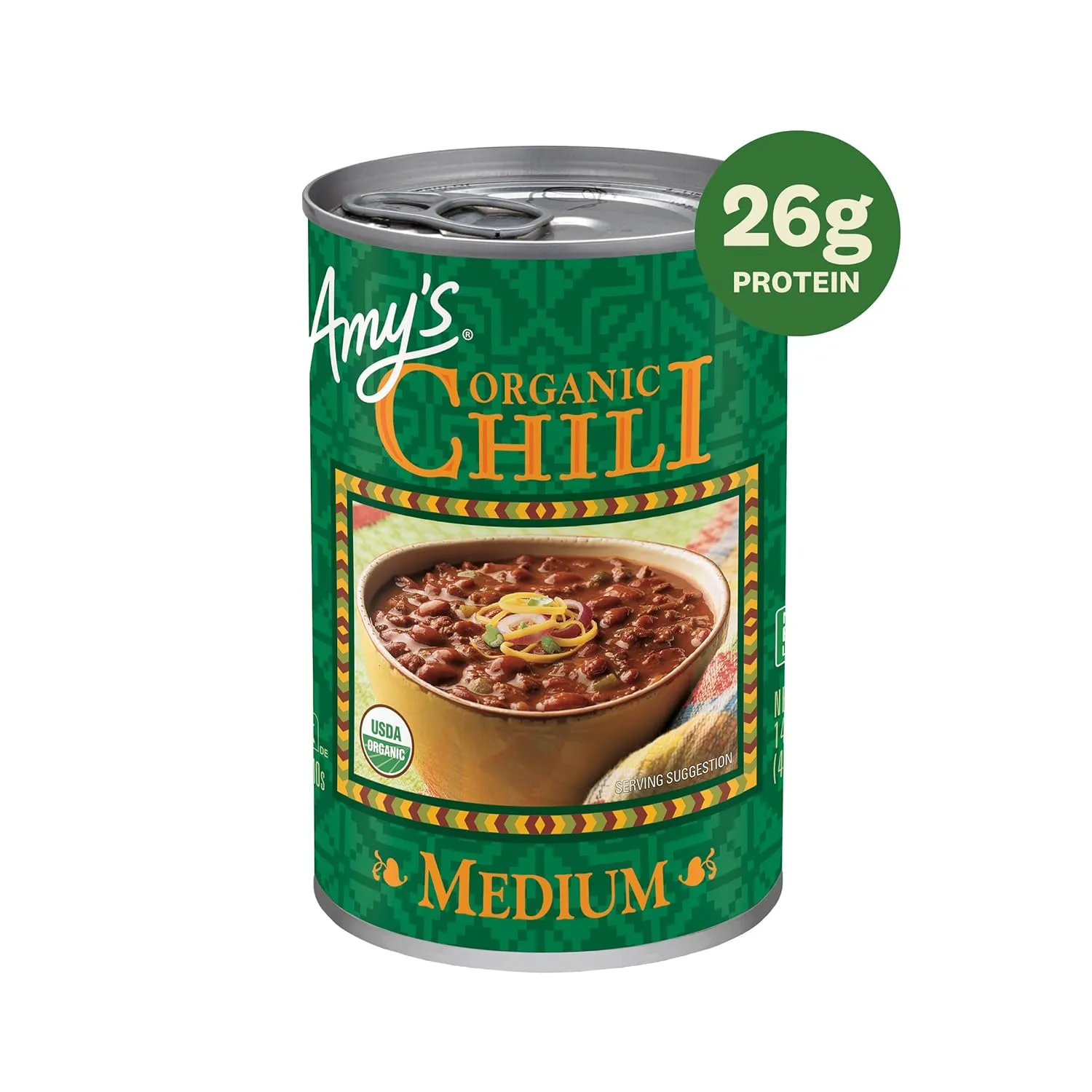 Amy's, Chili, Gluten Free, Vegetarian, Organic, Medium Spice, Jalapeño Pepper, 14.7, Pack of 12 oz