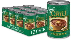 Amy's, Chili, Gluten Free, Vegetarian, Organic, Medium Spice, Jalapeño Pepper, 14.7, Pack of 12 oz