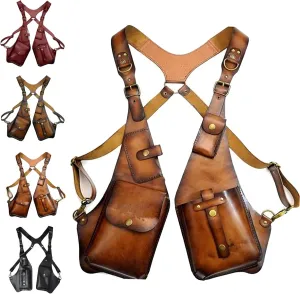 Anti-Theft Bag with Shoulder Harness, Leather Adjustable Underarm Double Shoulder Bag For Men Hidden Anti-Theft Wallet