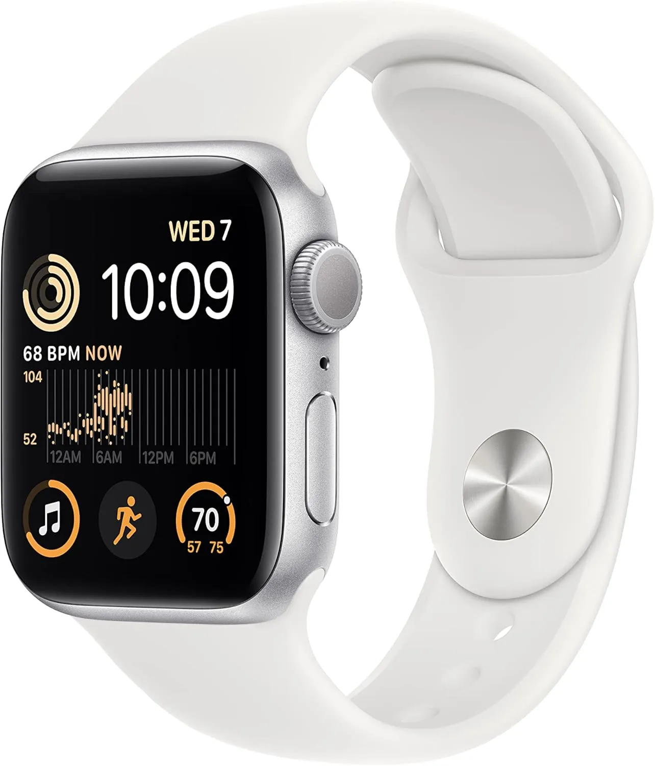 Apple Watch SE (2nd Gen) (GPS, 40mm) - Silver Aluminum Case with White Sport Band, M/L (Renewed)