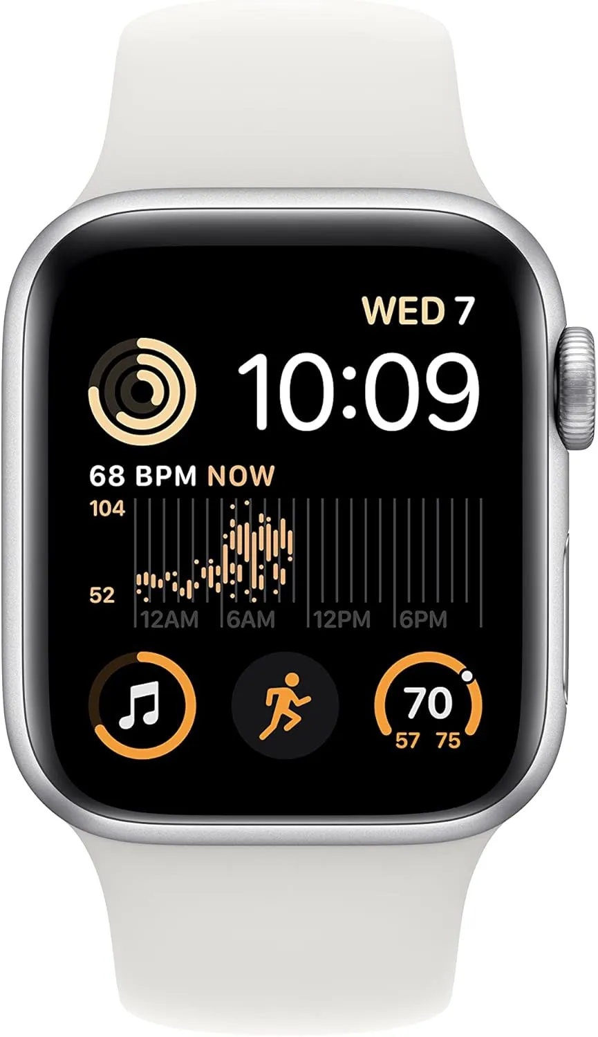 Apple Watch SE (2nd Gen) (GPS, 40mm) - Silver Aluminum Case with White Sport Band, M/L (Renewed)