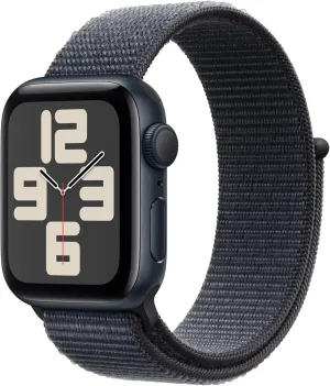 Apple Watch SE (2nd Gen) [GPS 40mm] Smartwatch with Midnight Aluminum Case with Ink Sport Loop One Size. Fitness and Sleep Trackers, Crash Detection, Heart Rate Monitor, Carbon Neutral