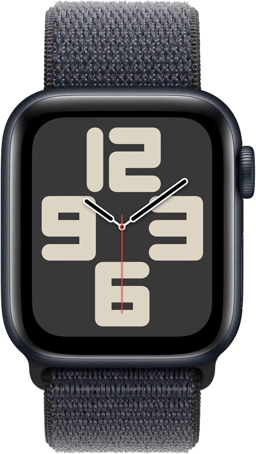 Apple Watch SE (2nd Gen) [GPS 40mm] Smartwatch with Midnight Aluminum Case with Ink Sport Loop One Size. Fitness and Sleep Trackers, Crash Detection, Heart Rate Monitor, Carbon Neutral