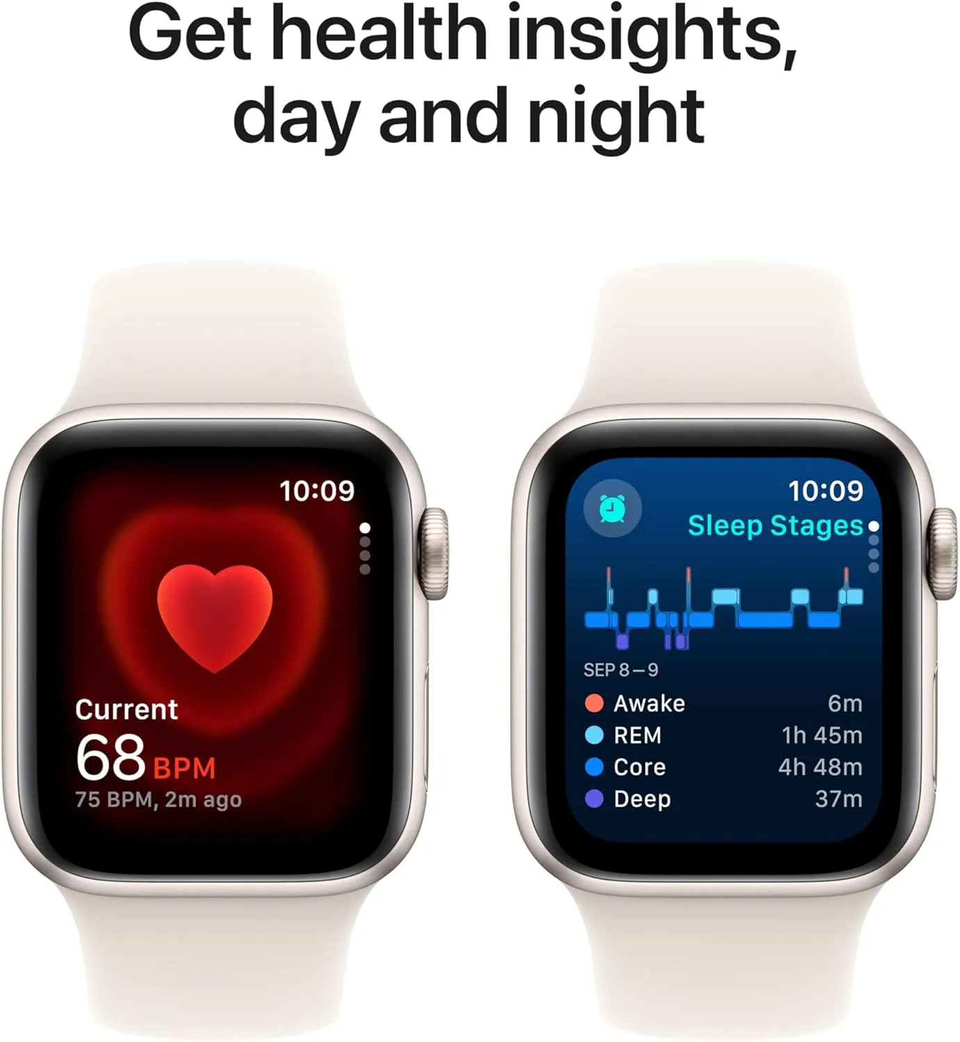 Apple Watch SE (2nd Gen) [GPS 40mm] Smartwatch with Starlight Aluminum Case with Starlight Sport Band S/M. Fitness and Sleep Trackers, Crash Detection, Heart Rate Monitor, Retina Display
