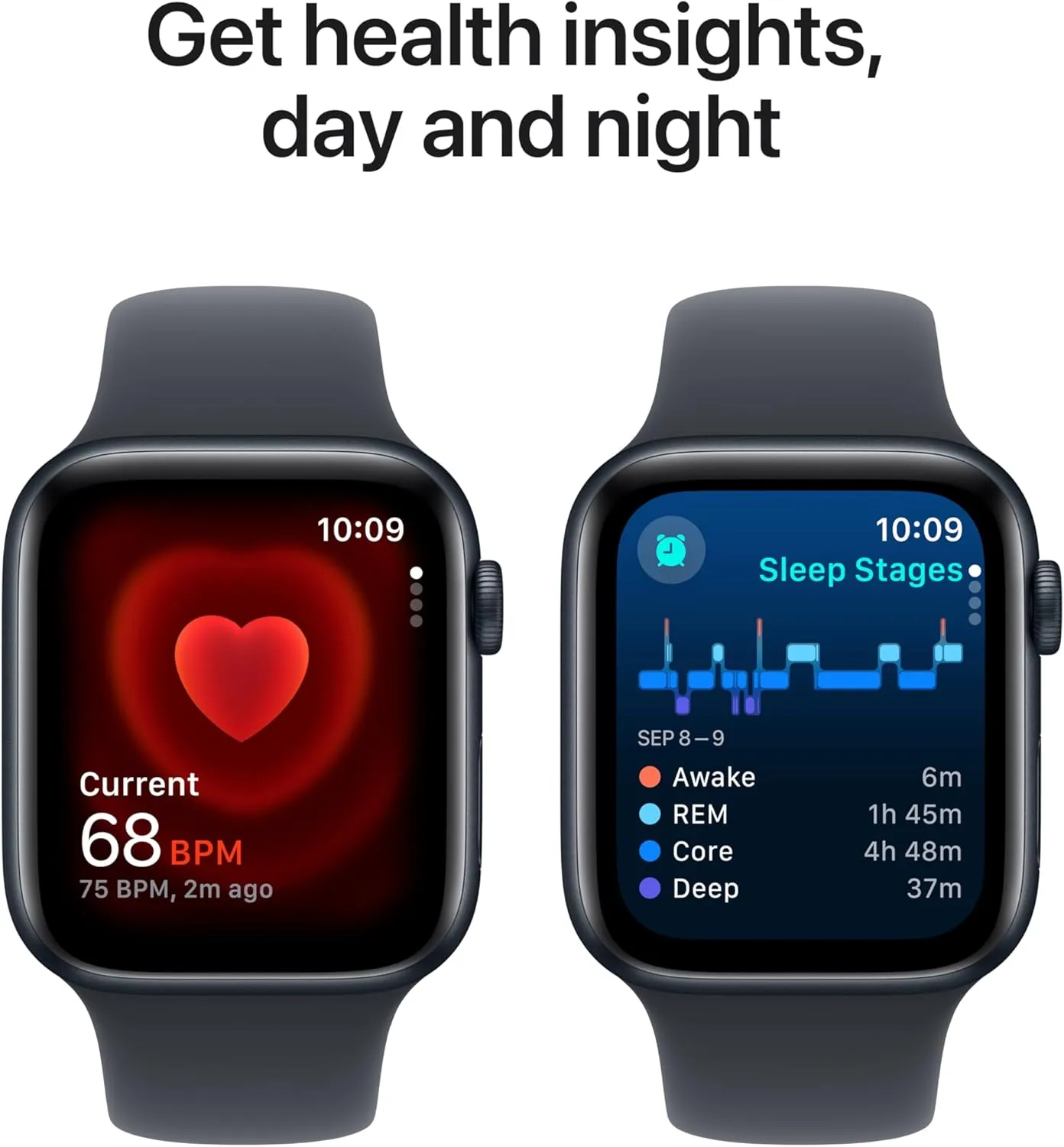 Apple Watch SE (2nd Gen) [GPS 44mm] Smartwatch with Midnight Aluminum Case with Midnight Sport Band M/L. Fitness and Sleep Trackers, Crash Detection, Heart Rate Monitor, Retina Display