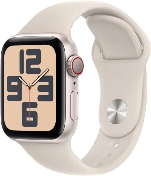Apple Watch SE (2nd Gen) [GPS   Cellular 40mm] Smartwatch with Starlight Aluminum Case with Starlight Sport Band S/M (Renewed)