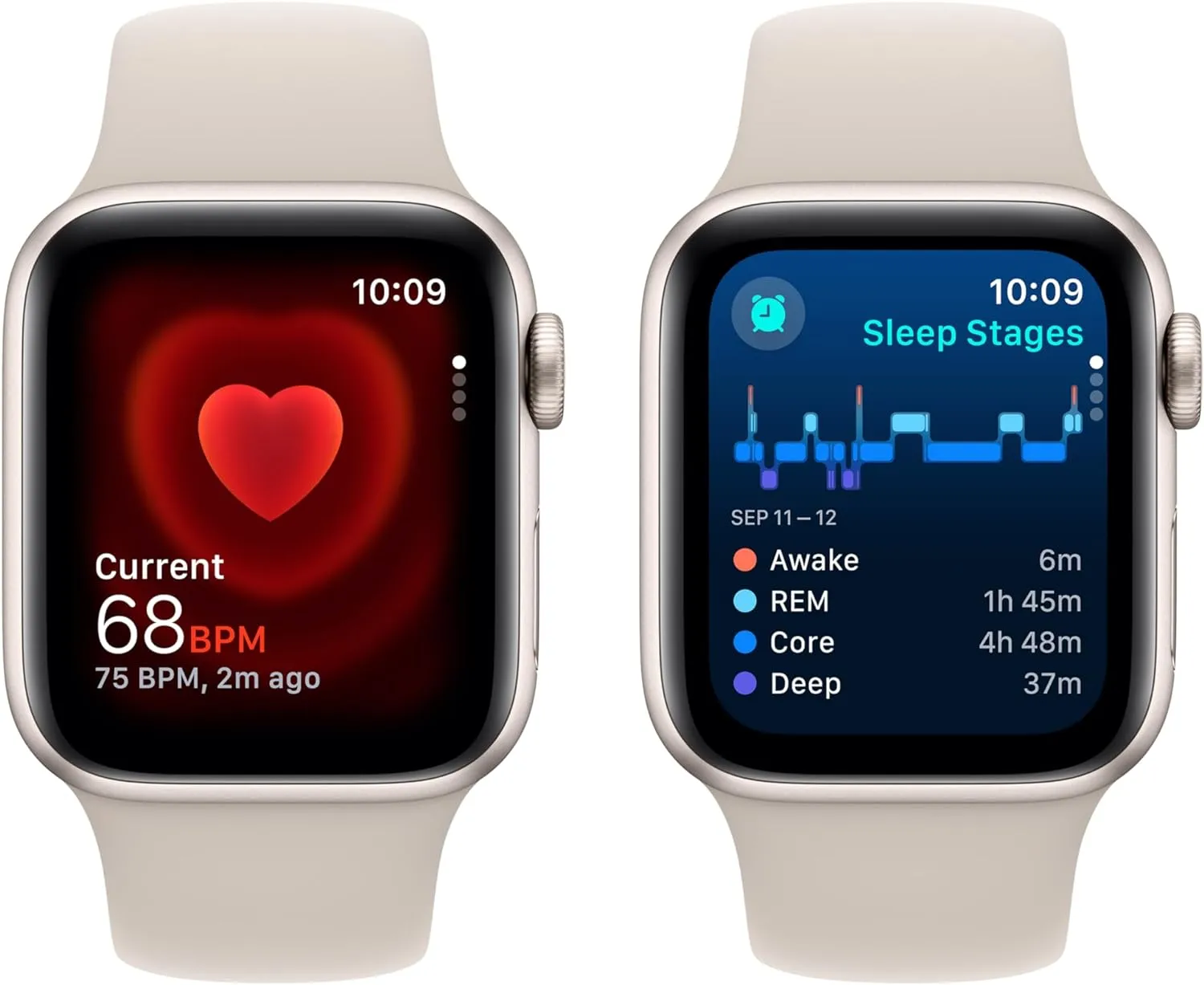Apple Watch SE (2nd Gen) [GPS   Cellular 40mm] Smartwatch with Starlight Aluminum Case with Starlight Sport Band S/M (Renewed)