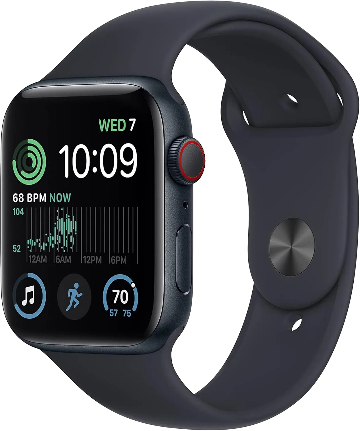 Apple Watch SE (2nd Gen) (GPS   Cellular, 44mm) - Midnight Aluminum Case with Midnight Sport Band, S/M (Renewed)