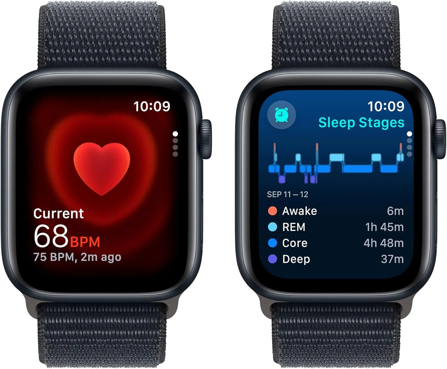 Apple Watch SE (2nd Gen) [GPS   Cellular, 44mm] - Midnight Aluminum Case with Midnight Sport Loop Band, M/L (Renewed)