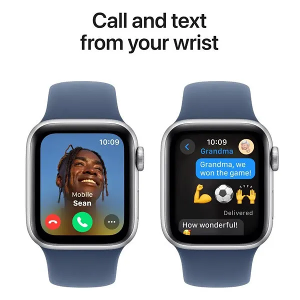 Apple Watch SE 44mm Silver Aluminium Case with Denim Sport Band - S/M