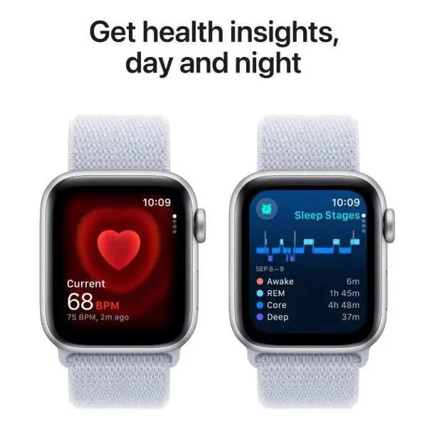 Apple Watch SE GPS 40mm Silver Aluminium Case with Blue Cloud Sport Loop