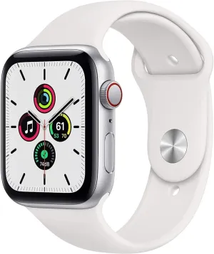 Apple Watch SE (GPS   Cellular, 40mm) - Silver Aluminum Case with White Sport Band (Renewed)