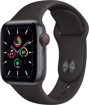 Apple Watch SE (GPS   Cellular, 44mm) - Space Gray Aluminum Case with Black Sport Band (Renewed)