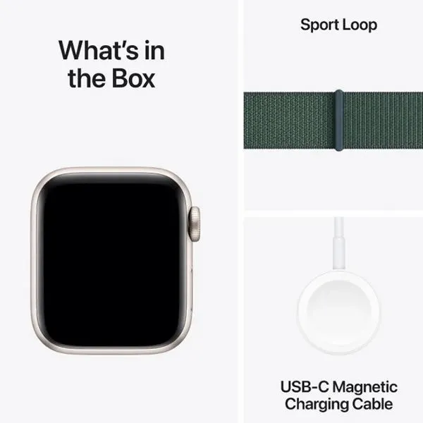 Apple Watch SE GPS   Cellular 44mm Starlight Aluminium Case with Lake Green Sport Loop
