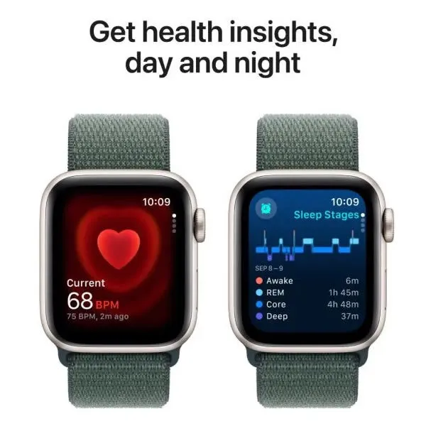 Apple Watch SE GPS   Cellular 44mm Starlight Aluminium Case with Lake Green Sport Loop