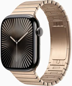 Apple Watch Series 10 [GPS, 42mm] - Slate Titanium Case with Gold Link Bracelet (Renewed)