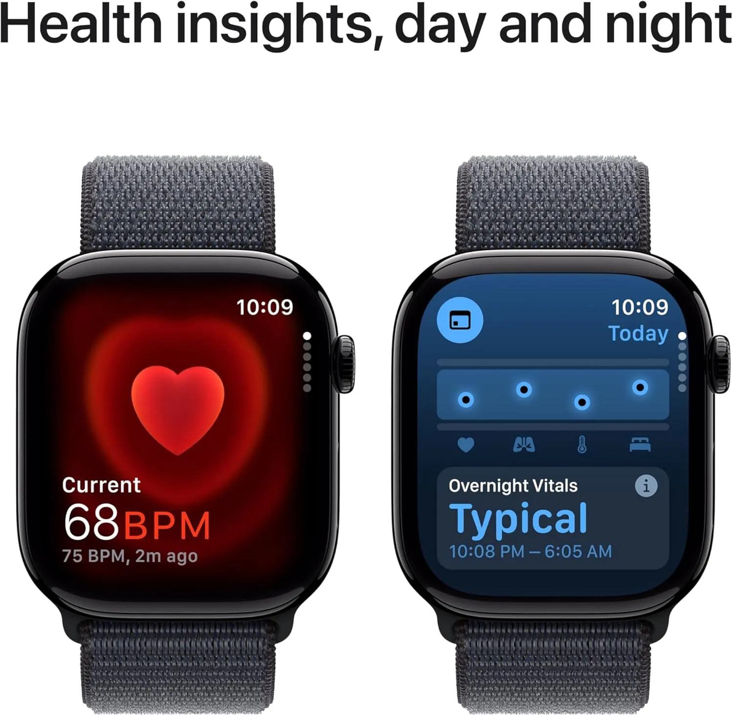 Apple Watch Series 10 [GPS 46mm case] Smartwatch with Jet Black Aluminium Case with Ink Sport Loop. Fitness Tracker, ECG App, Always-On Retina Display, Carbon Neutral