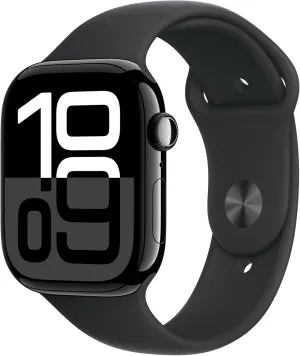 Apple Watch Series 10 [GPS   Cellular 46mm case] Smartwatch with Jet Black Aluminium Case with Black Sport Band - M/L. Fitness Tracker, ECG App, Always-On Retina Display, Water Resistant