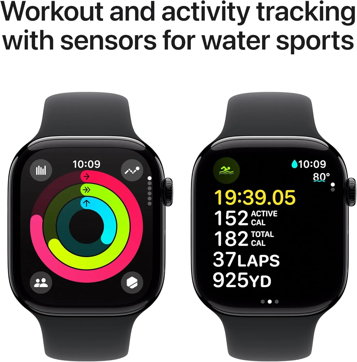 Apple Watch Series 10 [GPS   Cellular 46mm case] Smartwatch with Jet Black Aluminium Case with Black Sport Band - M/L. Fitness Tracker, ECG App, Always-On Retina Display, Water Resistant