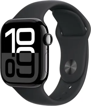 Apple Watch Series 10 [GPS   Cellular, 46mm] - Jet Black Aluminum Case with Black Sport Band, S/M (Renewed)