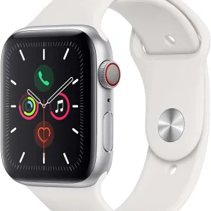 Apple Watch Series 5 (GPS   Cellular, 44mm) - Silver Aluminum Case with White Sport Band