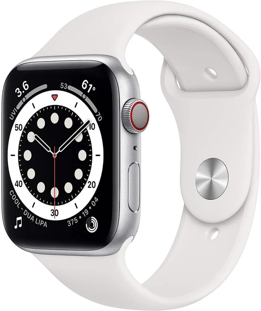 Apple Watch Series 6 (GPS   Cellular, 40mm) - Silver Aluminum Case with White Sport Band (Renewed)