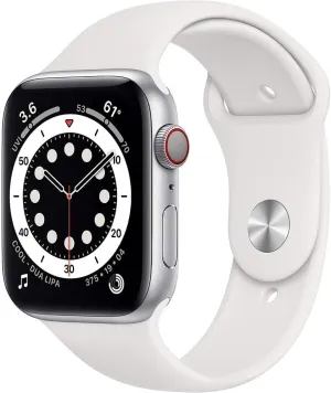 Apple Watch Series 6 (GPS   Cellular, 40mm) - Silver Aluminum Case with White Sport Band (Renewed)