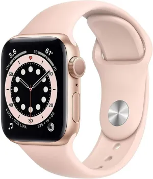 Apple Watch Series 6 (GPS   Cellular, 44mm) - Gold Aluminum Case with Pink Sport Band (Renewed)