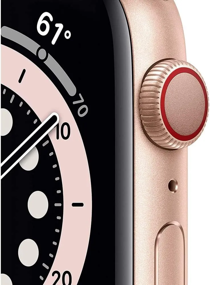 Apple Watch Series 6 (GPS   Cellular, 44mm) - Gold Aluminum Case with Pink Sport Band (Renewed)