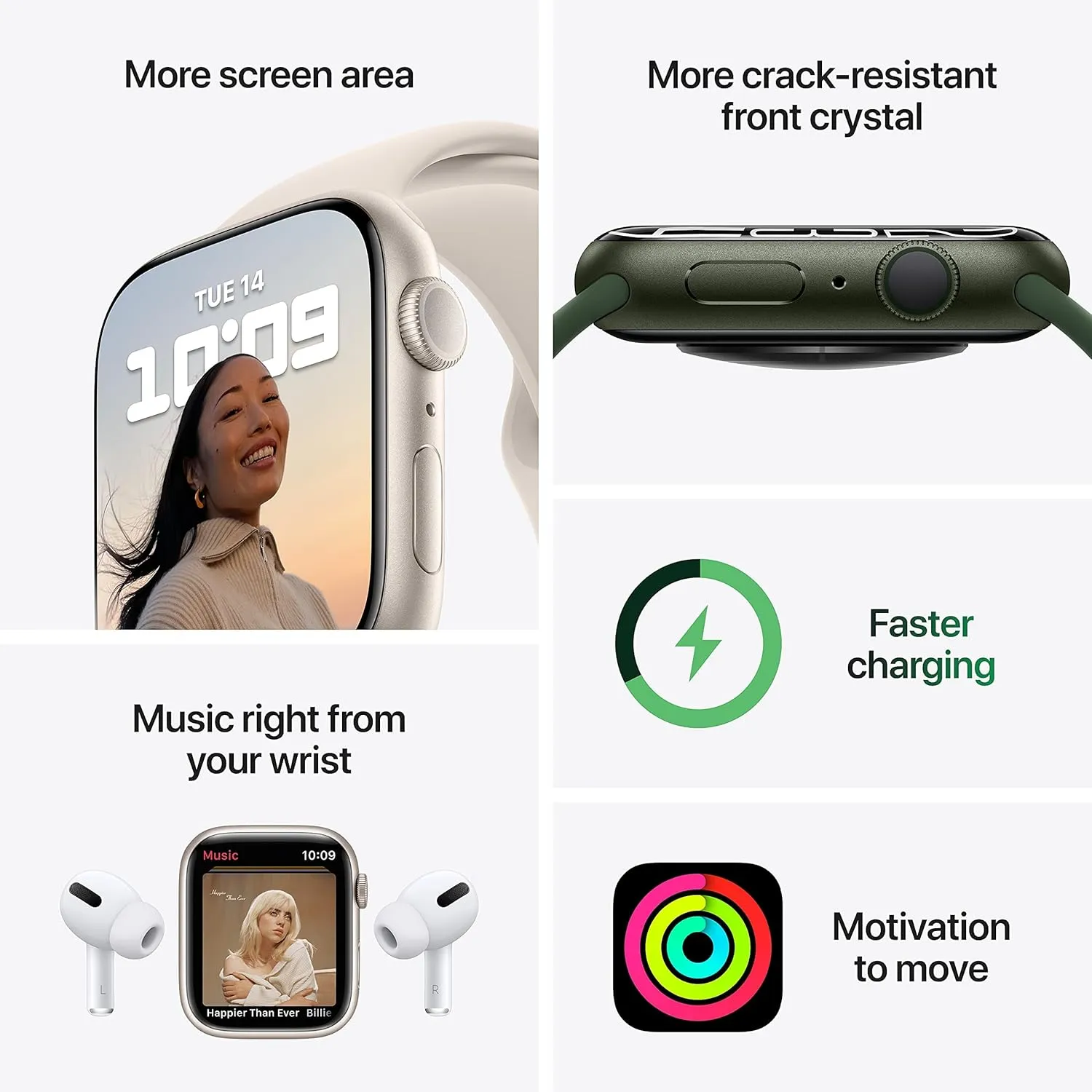 Apple Watch Series 7 (GPS, 45mm) Starlight Aluminum Case with Starlight Sport Band, Regular (Renewed)
