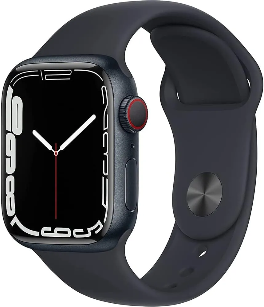 Apple Watch Series 7 GPS   Cellular, 45mm Midnight Aluminum Case with Midnight Sport Band - Regular (Renewed)
