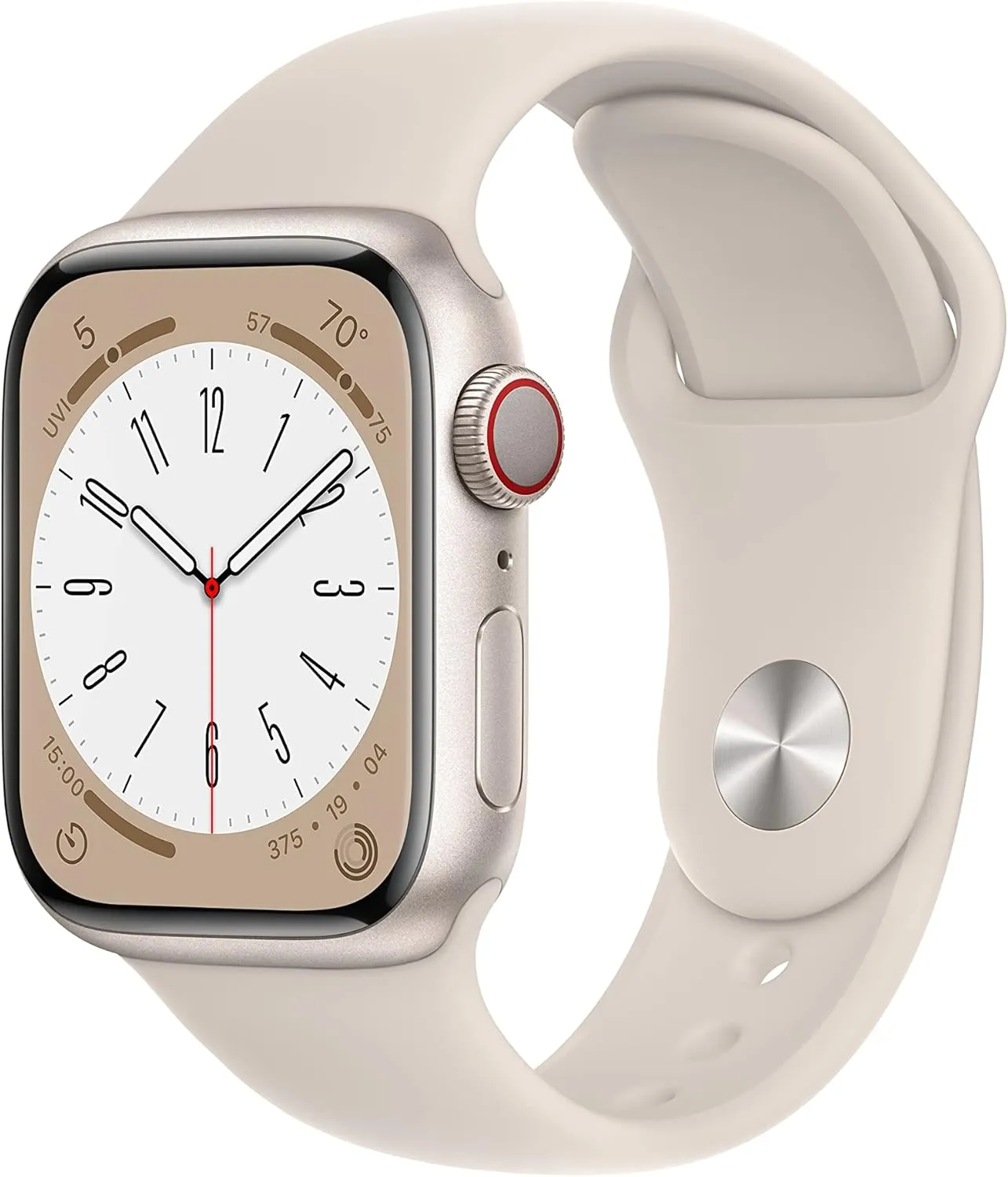 Apple Watch Series 8 [GPS   Cellular, 41mm] Starlight Aluminum Case with Starlight Sport Band, M/L (Renewed)