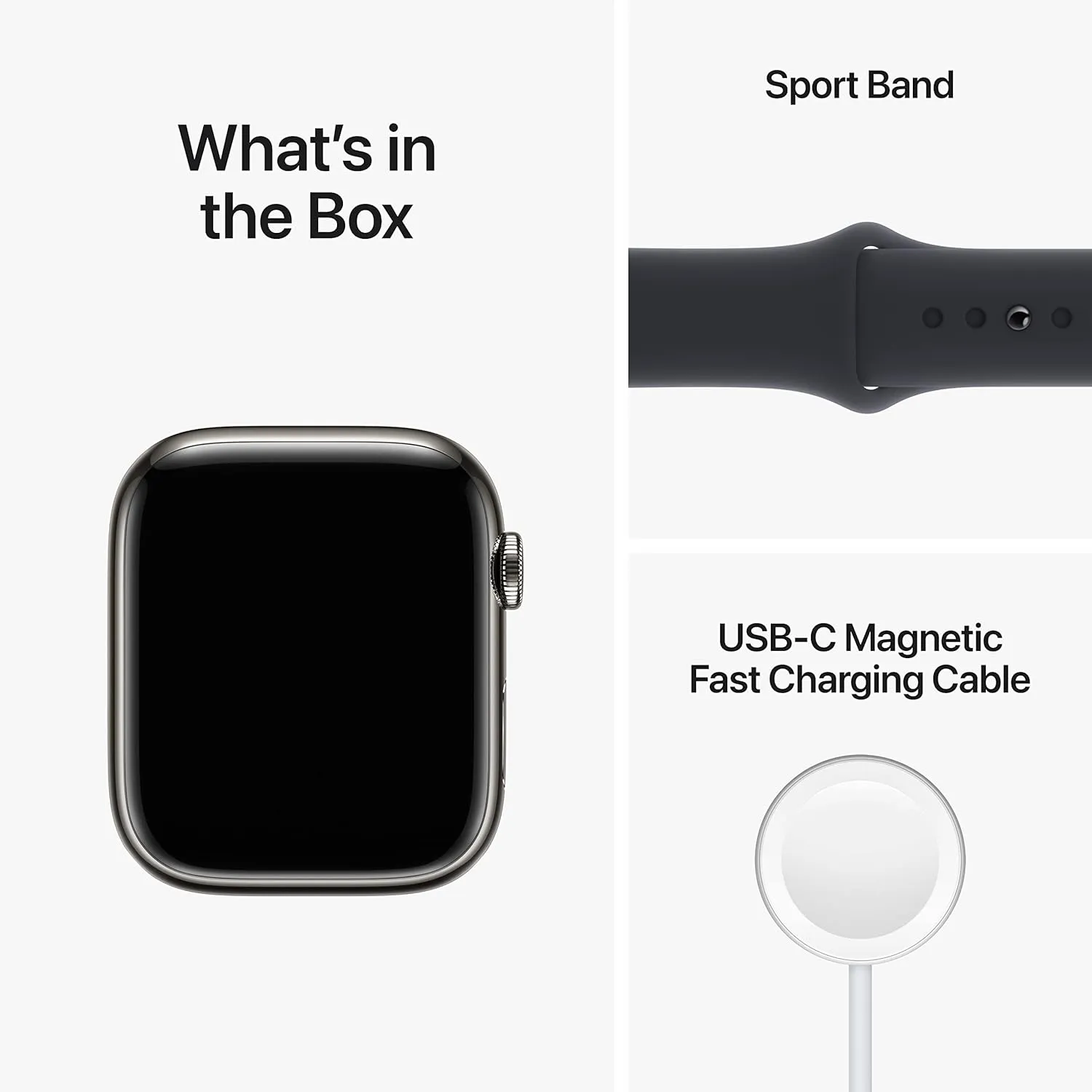 Apple Watch Series 8 [GPS   Cellular 45mm] Smart Watch w/Graphite Stainless Steel Case w/Midnight Sport Band-M/L. Fitness Tracker, Blood Oxygen & ECG Apps, Always-On Retina Display, Water Resistant
