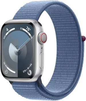 Apple Watch Series 9 [GPS   Cellular, 41mm] - Silver Aluminum Case with Winter Blue Sport Loop, One Size, One Size (Renewed)