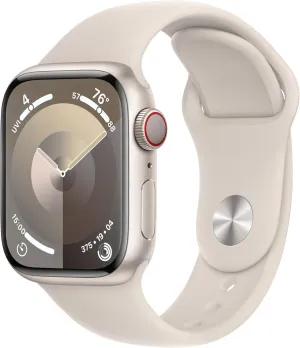 Apple Watch Series 9 [GPS   Cellular 41mm] Starlight Aluminum Case with Starlight Sport Band S/M (Renewed)