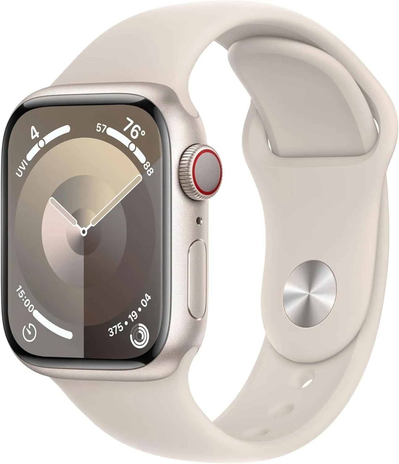 Apple Watch Series 9 [GPS   Cellular 41mm] Starlight Aluminum Case with Starlight Sport Band S/M (Renewed)
