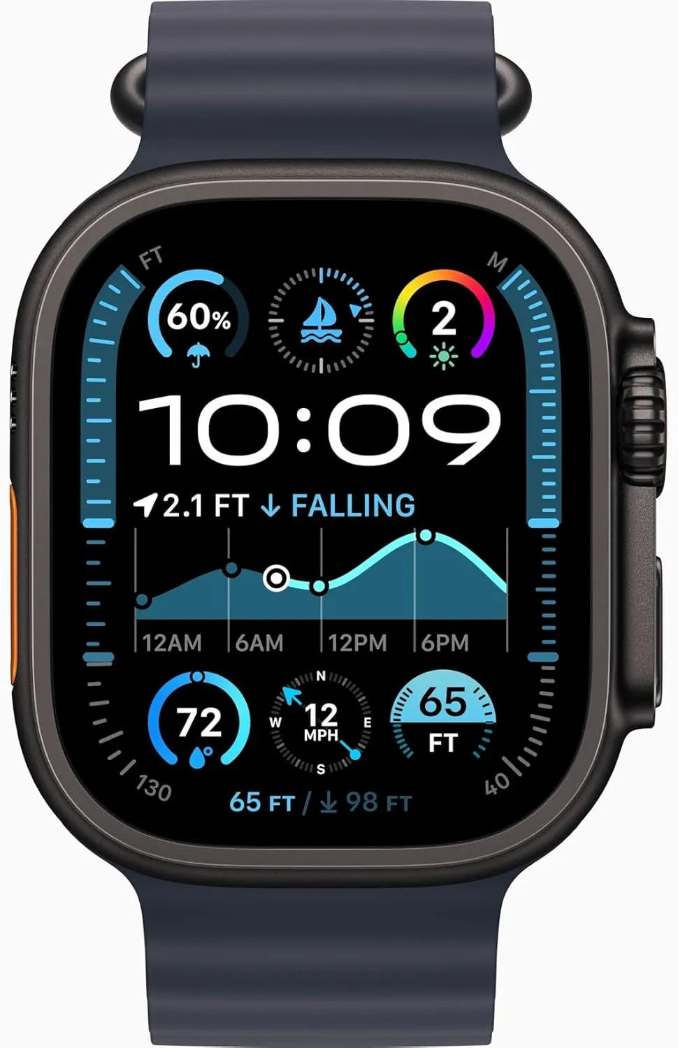 Apple Watch Ultra 2 (GPS   Cellular, 49MM) - Black Titanium Case with Black Ocean Band (Renewed)
