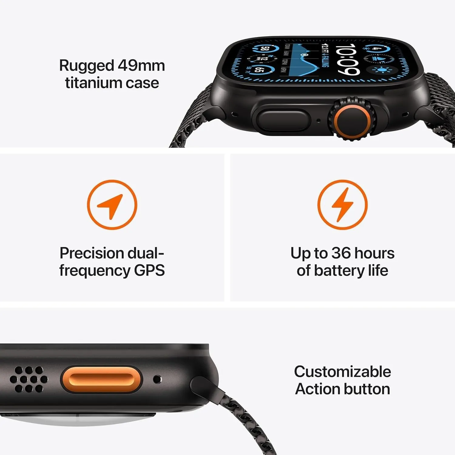 Apple Watch Ultra 2 (GPS   Cellular, 49MM) - Black Titanium Case with Black Ocean Band (Renewed)