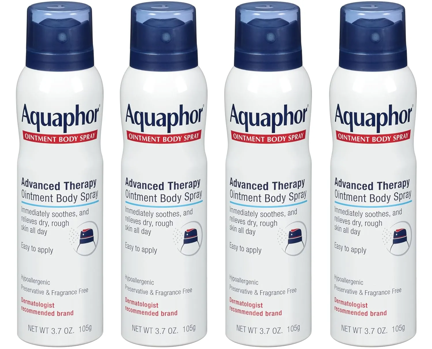 Aquaphor Ointment Body Spray - Moisturizes and Heals Dry, Rough Skin - 3.7 oz. Spray Can, 4 Pack