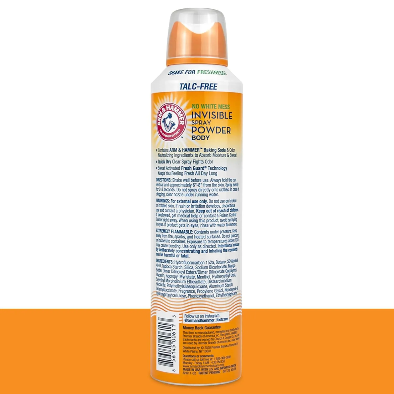 Arm & Hammer Invisible Body Powder Spray, Clear Talc-Free Body Odor & Sweat Control for Men & Women, Spray Body Powder for Women and Men, Arm and Hammer Body Spray Powder, 7 Oz (3 Pack)