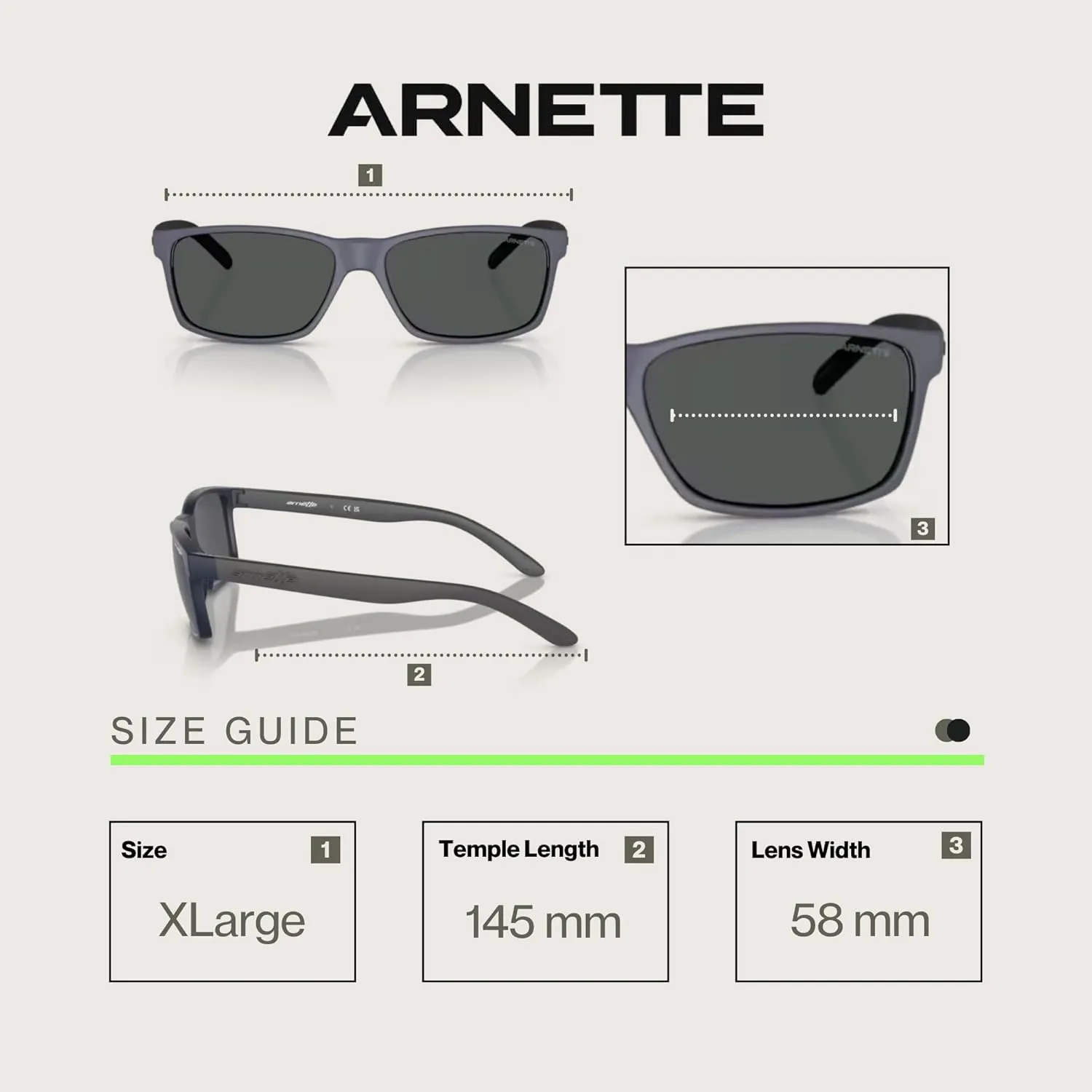 ARNETTE AN4185 Rectangle Sunglasses for Men   BUNDLE with Designer iWear Eyewear Kit