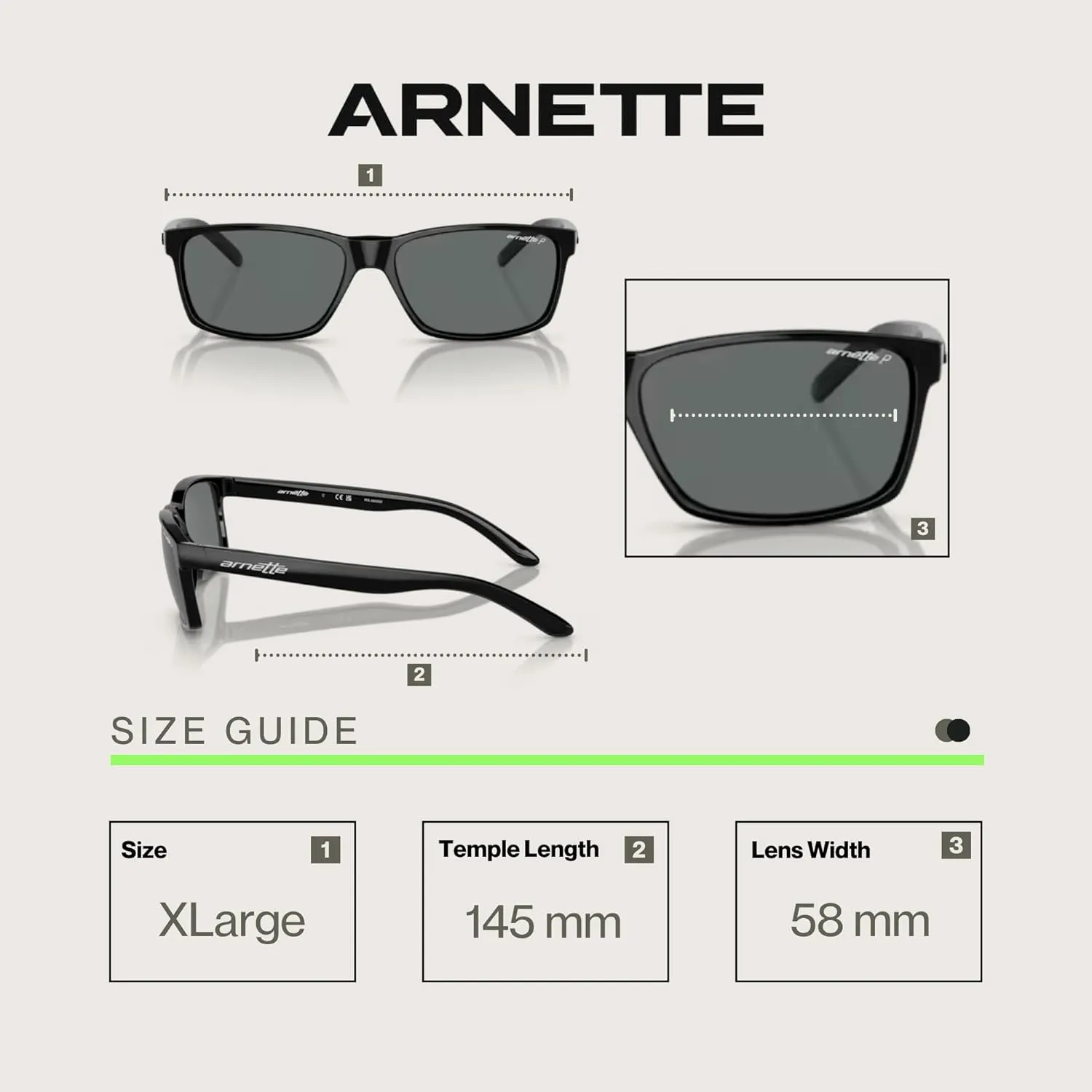 ARNETTE AN4185 Rectangle Sunglasses for Men   BUNDLE with Designer iWear Eyewear Kit