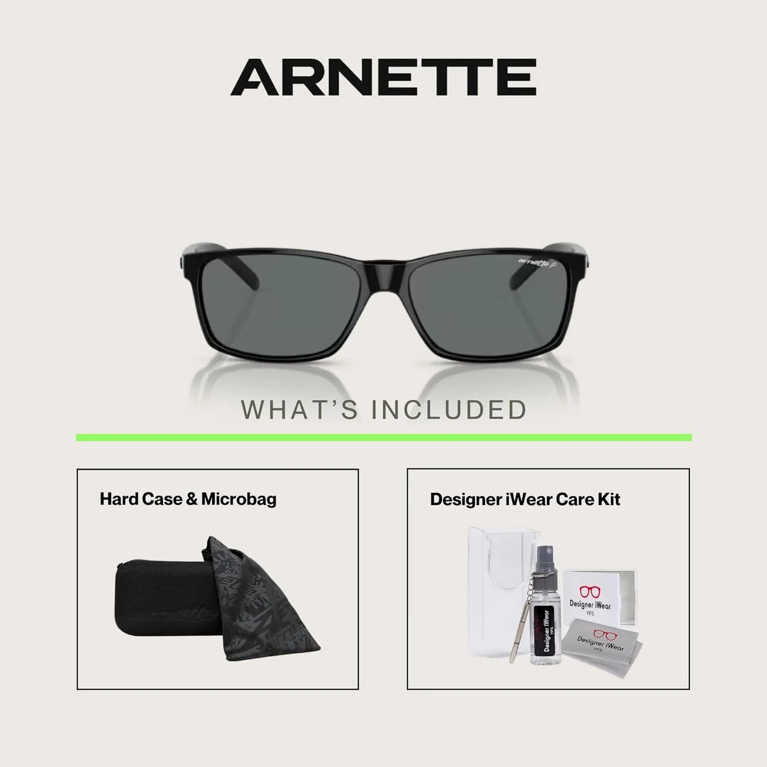 ARNETTE AN4185 Rectangle Sunglasses for Men   BUNDLE with Designer iWear Eyewear Kit