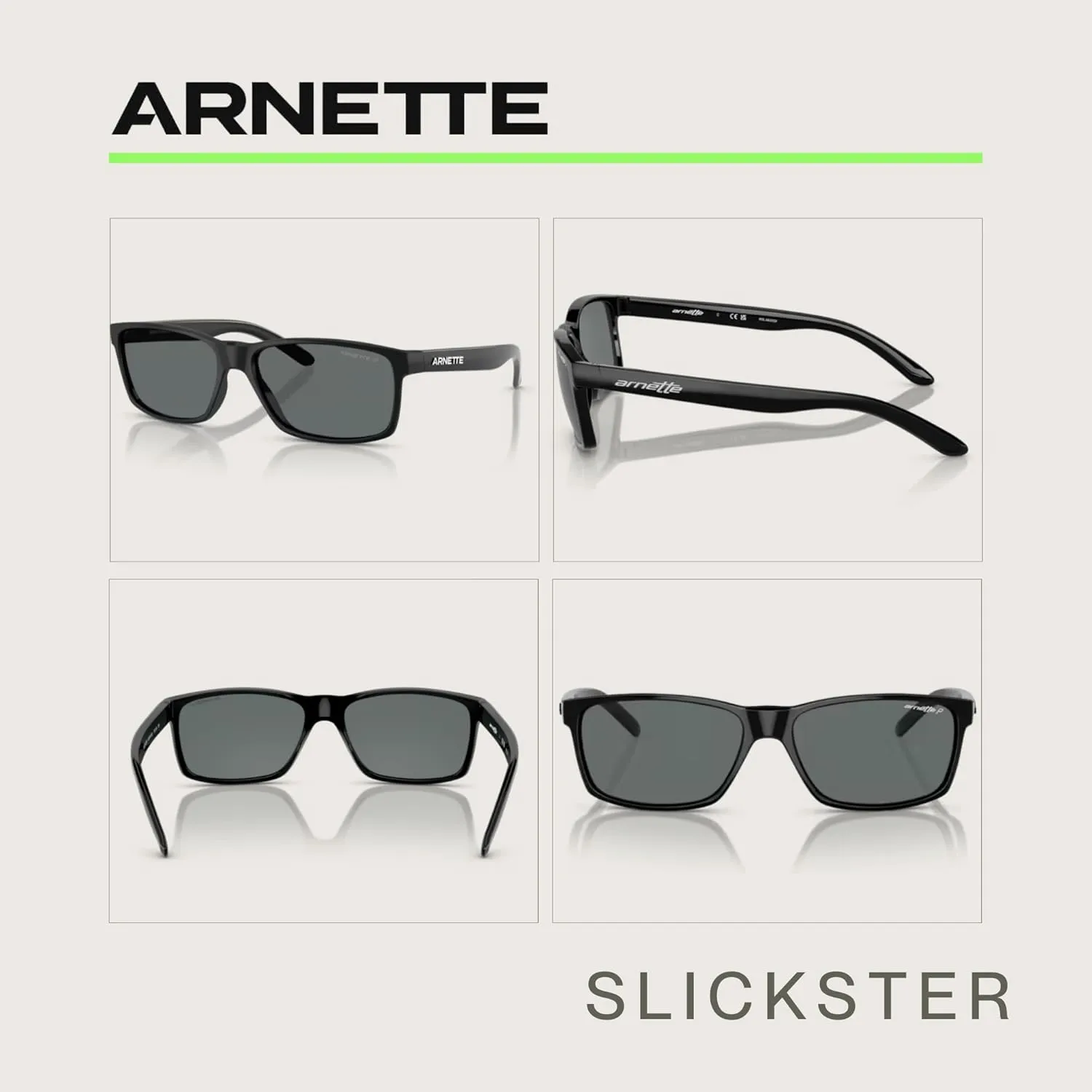 ARNETTE AN4185 Rectangle Sunglasses for Men   BUNDLE with Designer iWear Eyewear Kit