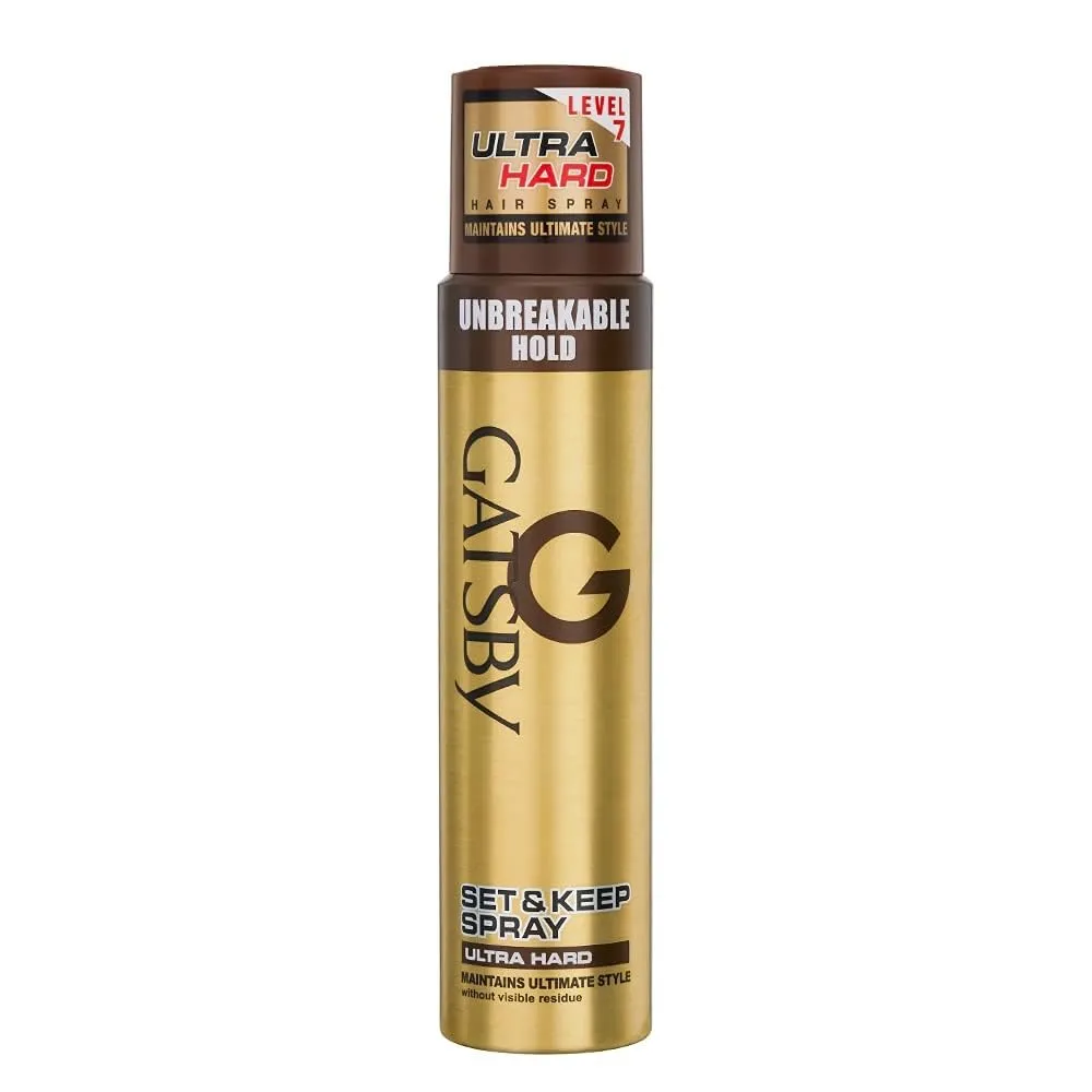 AS Gat.sby Set & Keep Hair Spray - Ultra Hard 250ml | Quick Drying, Long Lasting Hold, No Flaking, Natural Shine, & Easy Wash Off | Contains UV Ray Protector | Hair Spray For Salon Like Finish