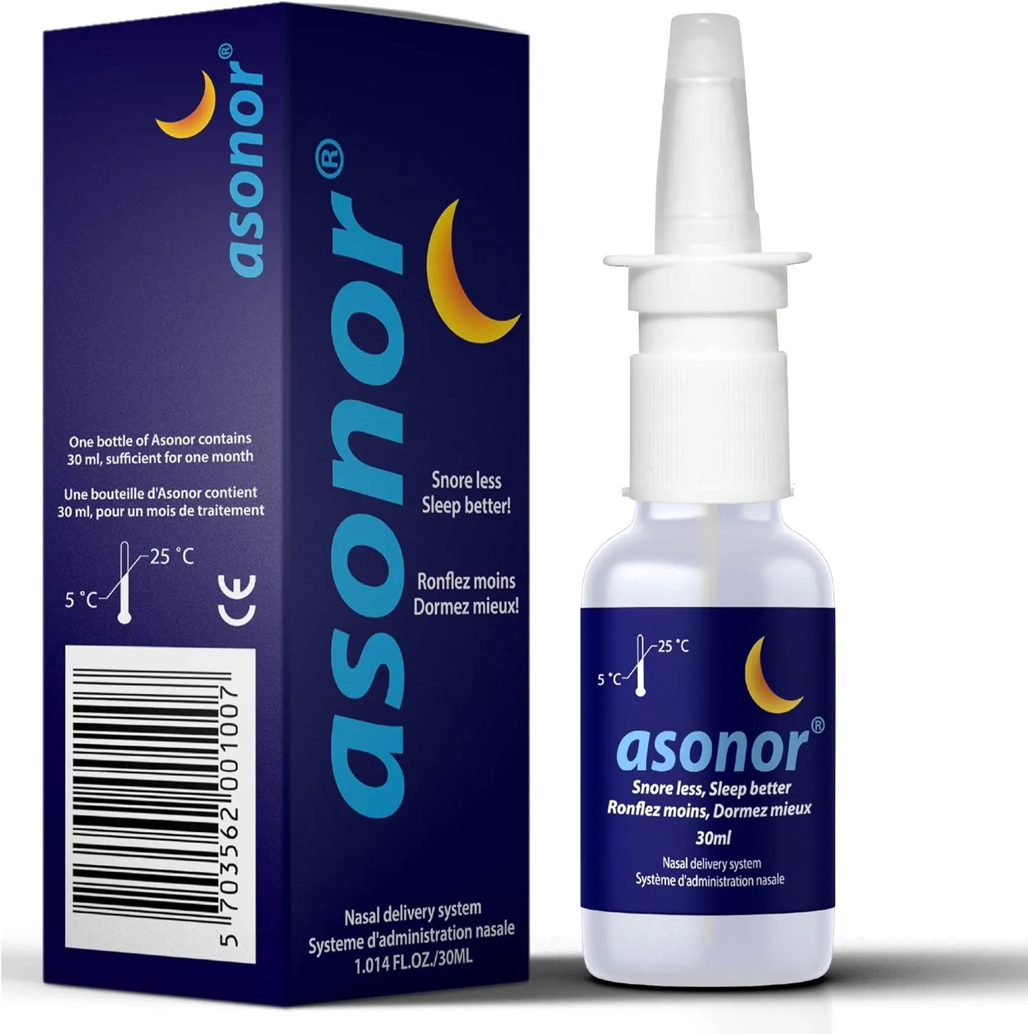 Asonor Snoring Nasal Spray - Fast Snore Stopper Drops for Better Sleep, Natural Breathing Relief - Helps Open The Throat & Air Passage While Sleeping - No Pain, Natural Anti Snoring Solution - 30ml